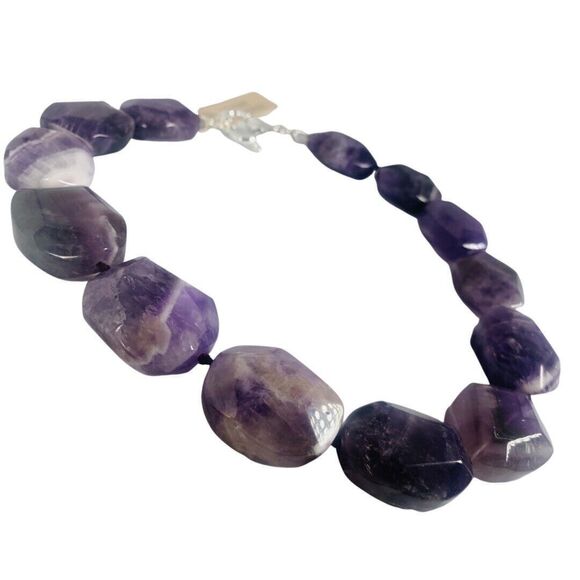 Ralph Lauren Purple Amethyst Chunky Necklace 18" Natural Stone 184 grams Bold - Picture 6 of 10